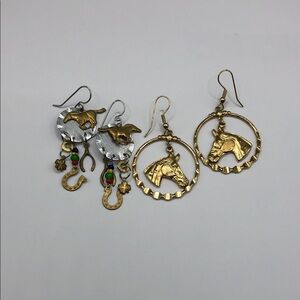 Running horse charm dangle drop earrings bundle lot 2